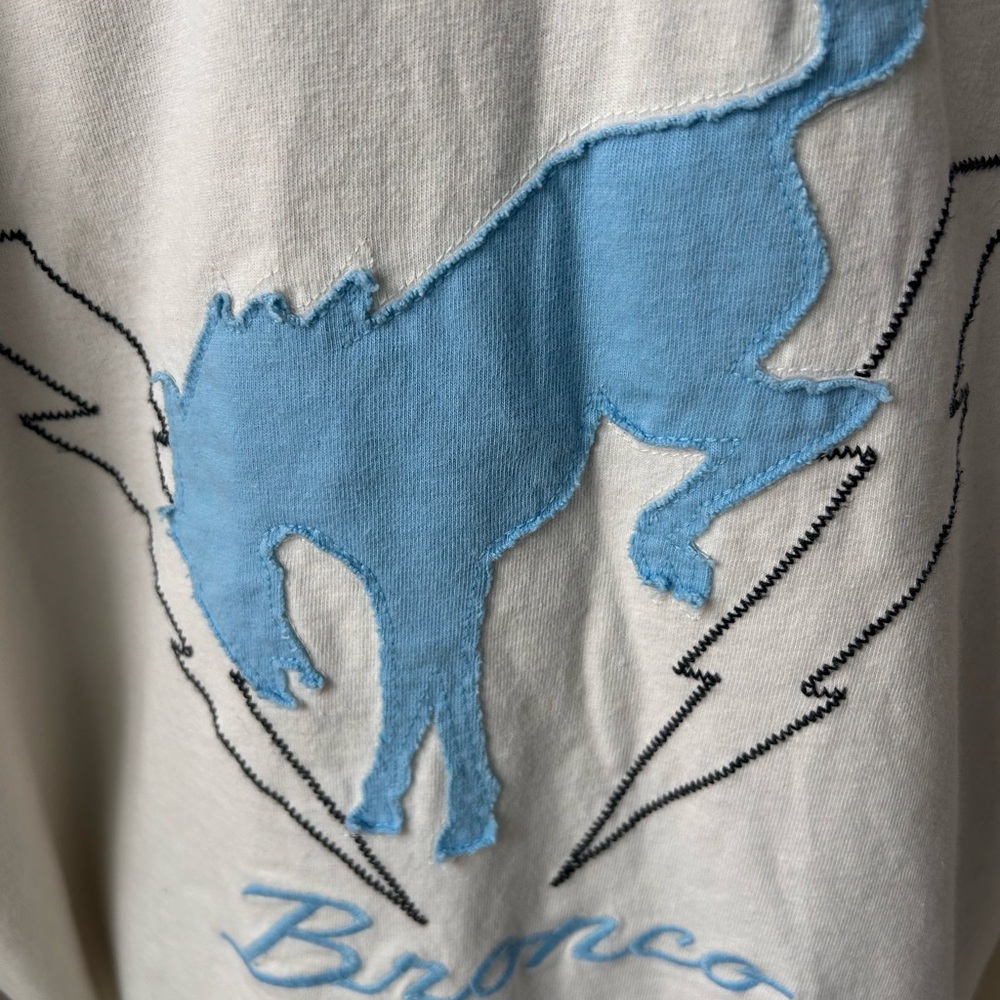 Pacsun Cream and Blue Ford Bronco Graphic Varsity Shirt, Size M - Picture 5 of 6